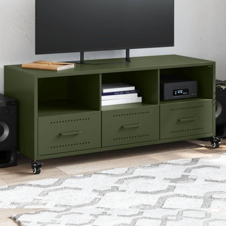 Mueble de TV de acero verde oliva 100,5x39x43,5 cm en Muebles TV | Comprar online en Foru.es