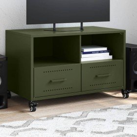 Mueble de TV de acero verde oliva 68x39x43,5 cm en Muebles TV | Comprar online en Foru.es