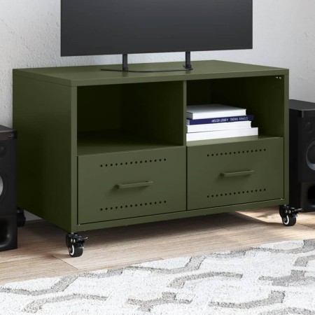 Mueble de TV de acero verde oliva 68x39x43,5 cm en Muebles TV | Comprar online en Foru.es