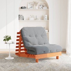 Futón sofá cama con colchón madera maciza marrón 80x206x11 cm en Futones | Comprar online en Foru.es