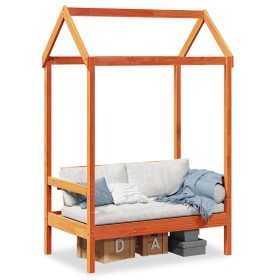 Banco con techo madera maciza pino marrón cera 117,5x70x176,5cm en Bancos | Comprar online en Foru.es