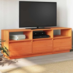 Mueble de TV madera maciza de pino marrón cera 140x37x50 cm en Muebles TV | Comprar online en Foru.es
