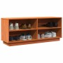 Mueble zapatero madera maciza de pino marrón cera 110x34x45 cm en Zapateros y organizadores de calzado | Comprar online en Foru.