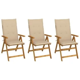 Sillas de jardín plegables 3 uds y cojines madera maciza acacia de vidaXL, Sillas de jardín - Ref: Foro24-3064092, Precio: 24...