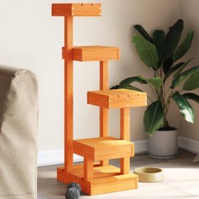Árbol para gatos madera maciza pino marrón cera 45,5x49x103 cm en Mobiliario para gatos | Comprar online en Foru.es