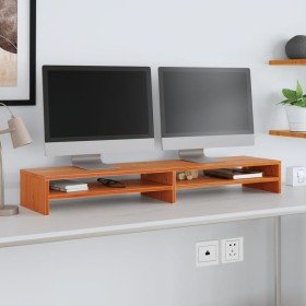 Soporte de monitor madera maciza pino marrón cera 100x24x13 cm en Muebles TV | Comprar online en Foru.es