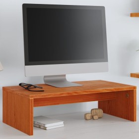 Soporte de monitor madera maciza pino marrón cera 50x27x15 cm en Muebles TV | Comprar online en Foru.es