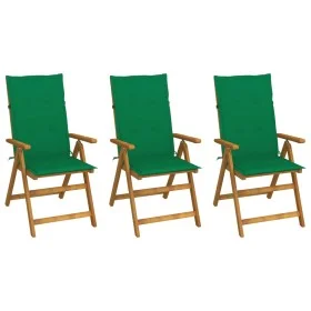 Sillas de jardín plegables 3 uds y cojines madera maciza acacia de vidaXL, Sillas de jardín - Ref: Foro24-3064094, Precio: 24...