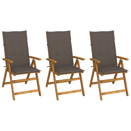 Sillas de jardín plegables 3 uds y cojines madera maciza acacia de vidaXL, Sillas de jardín - Ref: Foro24-3064097, Precio: 25...