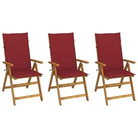 Sillas de jardín plegables 3 uds y cojines madera maciza acacia de vidaXL, Sillas de jardín - Ref: Foro24-3064098, Precio: 25...