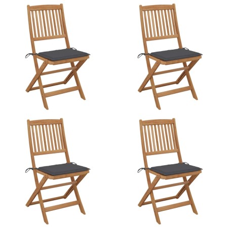 Sillas de jardín plegables 4 uds y cojines madera maciza acacia de vidaXL, Sillas de jardín - Ref: Foro24-3064671, Precio: 22...