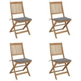Sillas de jardín plegables 4 uds y cojines madera maciza acacia de vidaXL, Sillas de jardín - Ref: Foro24-3064672, Precio: 21...