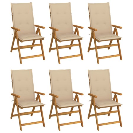 Sillas de jardín plegables 6 uds y cojines madera maciza acacia de vidaXL, Sillas de jardín - Ref: Foro24-3064122, Precio: 46...