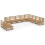 Muebles de jardín 10 pzas y cojines marrón miel madera pino en Conjuntos de jardín | Comprar online en Foru.es