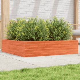 Jardinera de madera maciza de pino marrón cera 100x100x23 cm en Macetas y jardineras | Comprar online en Foru.es