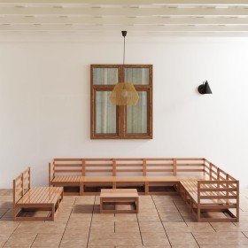Muebles de jardín 11 piezas marrón miel madera maciza de pino en Conjuntos de jardín | Comprar online en Foru.es