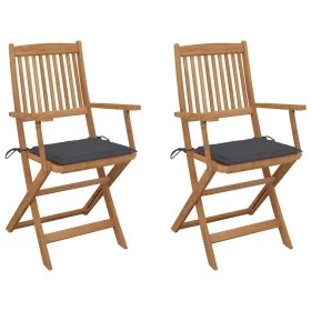 Sillas de jardín plegables 2 uds y cojines madera maciza acacia de vidaXL, Sillas de jardín - Ref: Foro24-3064590, Precio: 15...