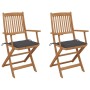 Sillas de jardín plegables 2 uds y cojines madera maciza acacia de vidaXL, Sillas de jardín - Ref: Foro24-3064590, Precio: 17...