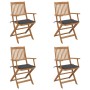 Sillas de jardín plegables 4 uds y cojines madera maciza acacia de vidaXL, Sillas de jardín - Ref: Foro24-3064617, Precio: 24...