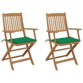 Sillas de jardín plegables 2 uds y cojines madera maciza acacia de vidaXL, Sillas de jardín - Ref: Foro24-3064595, Precio: 13...