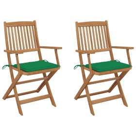Sillas de jardín plegables 2 uds y cojines madera maciza acacia de vidaXL, Sillas de jardín - Ref: Foro24-3064595, Precio: 16...