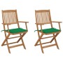 Sillas de jardín plegables 2 uds y cojines madera maciza acacia de vidaXL, Sillas de jardín - Ref: Foro24-3064595, Precio: 16...