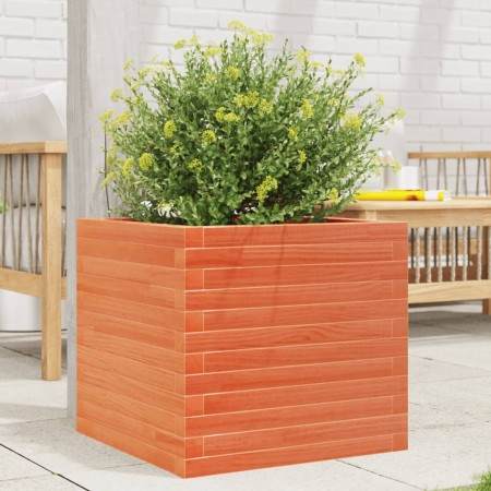 Jardinera madera maciza de pino marrón cera 50x50x45,5 cm en Macetas y jardineras | Comprar online en Foru.es