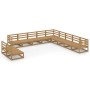 Muebles de jardín 11 pzas y cojines marrón miel madera pino en Conjuntos de jardín | Comprar online en Foru.es