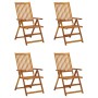 Sillas de jardín reclinables 4 uds madera maciza acacia cojines de vidaXL, Sillas de jardín - Ref: Foro24-3065356, Precio: 34...