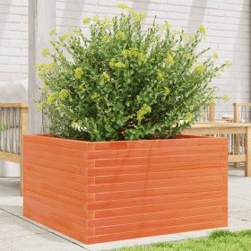 Jardinera de madera maciza de pino marrón cera 80x80x45,5 cm en Macetas y jardineras | Comprar online en Foru.es