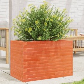 Jardinera de madera maciza de pino marrón cera 70x40x45,5 cm en Macetas y jardineras | Comprar online en Foru.es