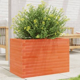 Jardinera de madera maciza de pino marrón cera 70x40x45,5 cm en Macetas y jardineras | Comprar online en Foru.es