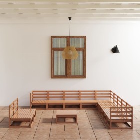Muebles de jardín 12 piezas marrón miel madera maciza de pino en Conjuntos de jardín | Comprar online en Foru.es