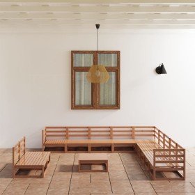 Muebles de jardín 12 piezas marrón miel madera maciza de pino en Conjuntos de jardín | Comprar online en Foru.es