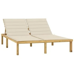 Double lounger and cream impregnated pine wood cushions by vidaXL, Loungers - Ref: Foro24-3065881, Price: 213,83 €, Discount: %