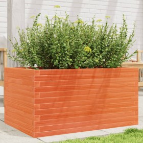 Jardinera madera maciza de pino marrón cera 90x60x45,5 cm en Macetas y jardineras | Comprar online en Foru.es