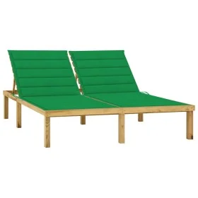 Tumbona doble y cojines verde madera pino impregnada de vidaXL, Tumbonas - Ref: Foro24-3065884, Precio: 206,46 €, Descuento: %