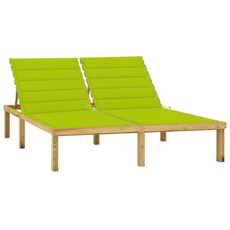 Tumbona doble y cojines verde brillante madera pino impregnada de vidaXL, Tumbonas - Ref: Foro24-3065890, Precio: 216,46 €, D...