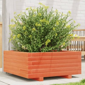 Jardinera de madera maciza de pino marrón cera 60x60x26,5 cm en Macetas y jardineras | Comprar online en Foru.es