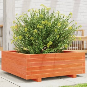 Jardinera de madera maciza de pino marrón cera 70x70x26,5 cm en Macetas y jardineras | Comprar online en Foru.es