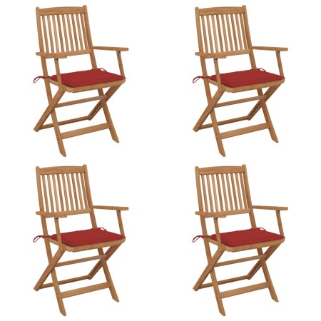 Sillas de jardín plegables 4 uds y cojines madera maciza acacia de vidaXL, Sillas de jardín - Ref: Foro24-3064623, Precio: 24...
