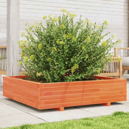 Jardinera de madera maciza de pino marrón cera 100x100x26,5 cm en Macetas y jardineras | Comprar online en Foru.es