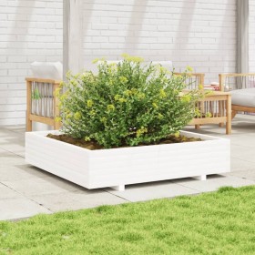 Jardinera de madera maciza de pino blanca 110x110x26,5 cm en Macetas y jardineras | Comprar online en Foru.es