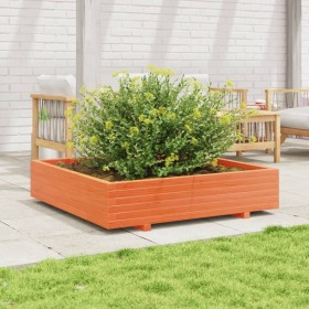Jardinera de madera maciza de pino marrón cera 110x110x26,5 cm en Macetas y jardineras | Comprar online en Foru.es