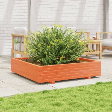 Jardinera de madera maciza de pino marrón cera 110x110x26,5 cm en Macetas y jardineras | Comprar online en Foru.es