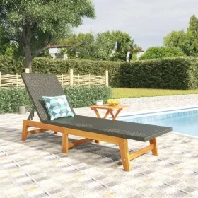 Liege mit Tisch aus synthetischem Rattan und massivem Akazienholz von vidaXL, Liegen - Ref: Foro24-319727, Preis: 147,47 €, R...