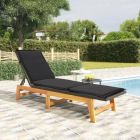 Tumbona con cojín ratán sintético y madera maciza acacia de vidaXL, Tumbonas - Ref: Foro24-319723, Precio: 159,62 €, Descuent...