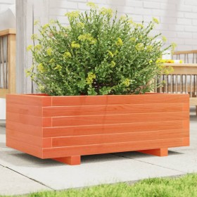 Jardinera de madera maciza de pino marrón cera 70x40x26,5 cm en Macetas y jardineras | Comprar online en Foru.es