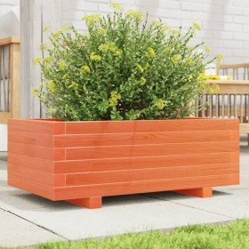 Jardinera de madera maciza de pino marrón cera 70x40x26,5 cm en Macetas y jardineras | Comprar online en Foru.es