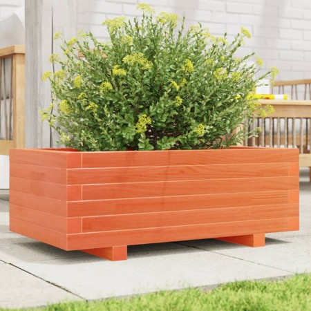 Jardinera de madera maciza de pino marrón cera 70x40x26,5 cm en Macetas y jardineras | Comprar online en Foru.es